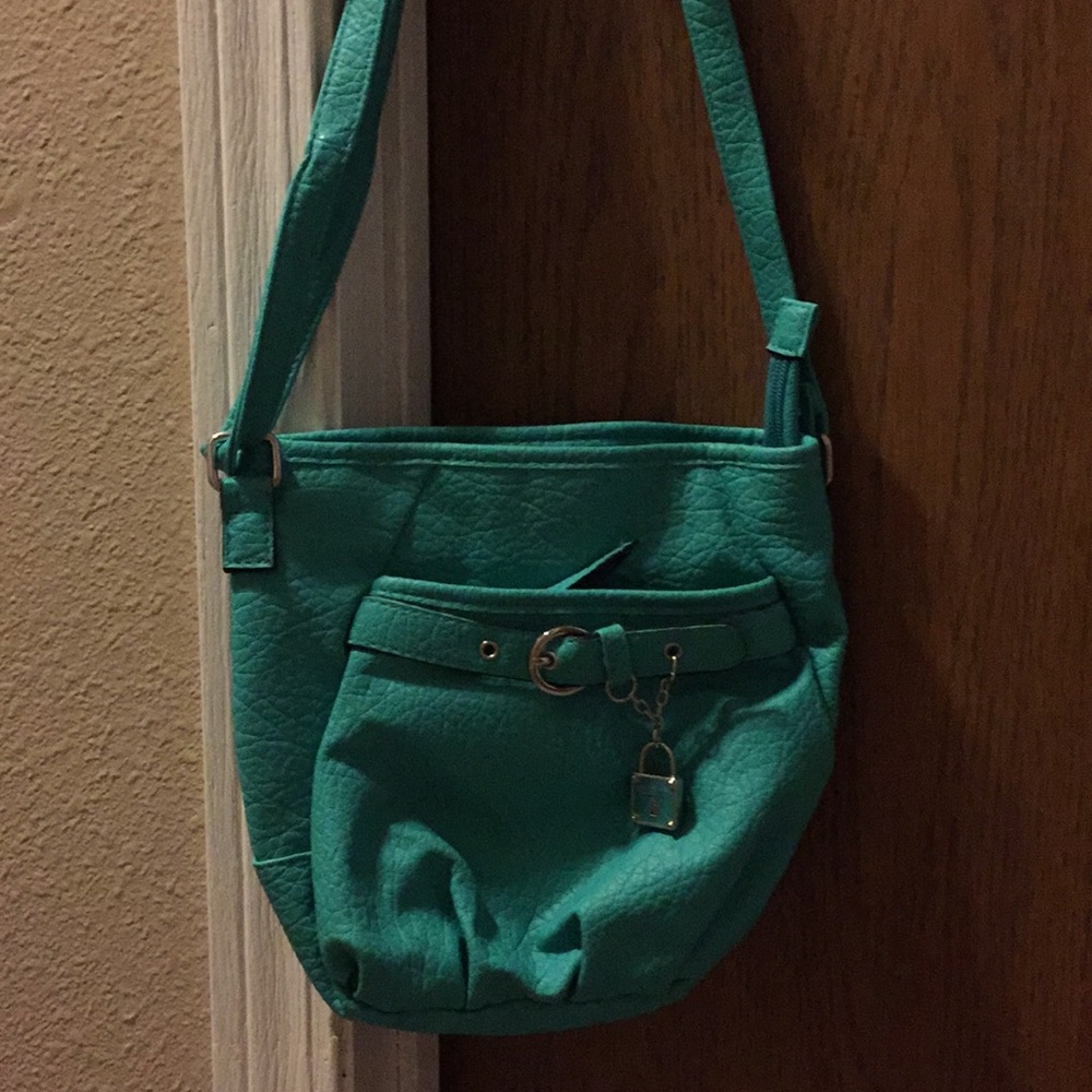 A teal mini purse!